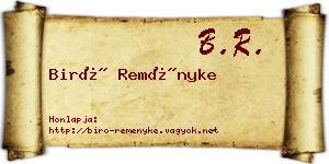 Biró Reményke névjegykártya